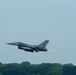 An F-16 Fighting Falcon takes off from Truax Field