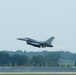 An F-16 Fighting Falcon takesoff from Truax Field, Wisconsin