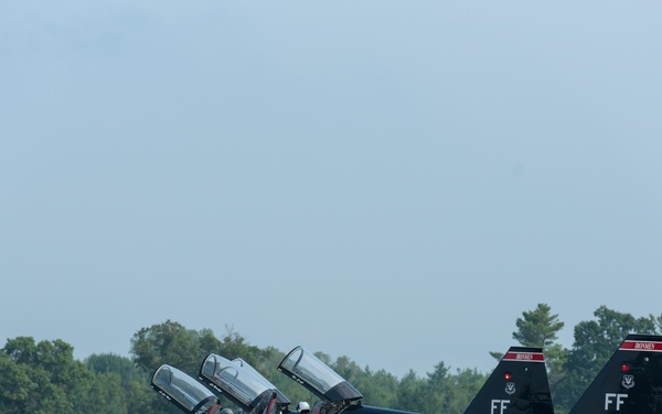 Two T-38 Talons hold on the flightline before taking off at Volk Field Air National Guard Base