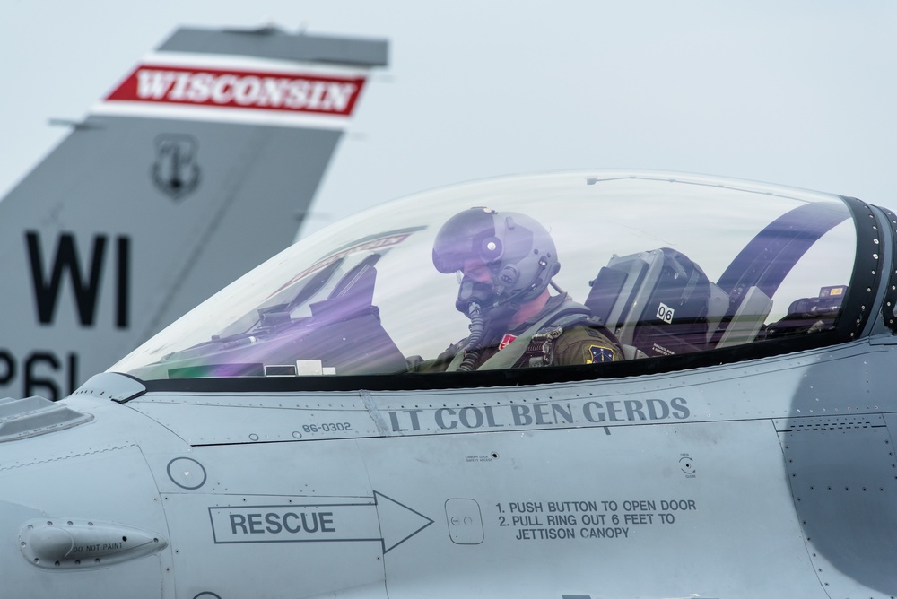 WIANG F-16 pilot prepares for take off