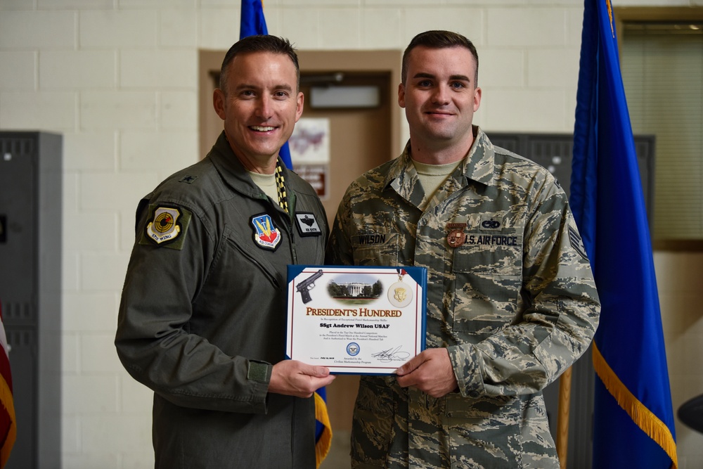 Crew chief awarded President’s Hundred tab after shooting perfect score