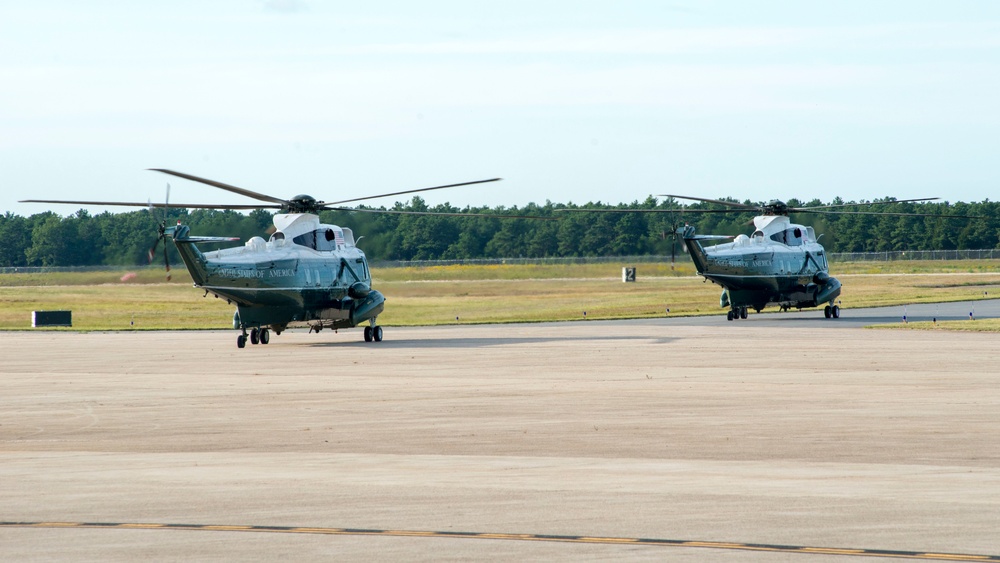 President Barack Obama arrives at Joint Base Cape Cod