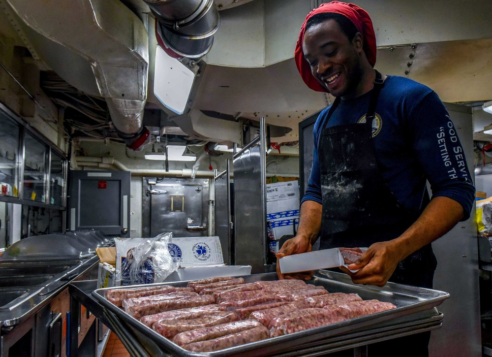 Sailor Prepares Meal