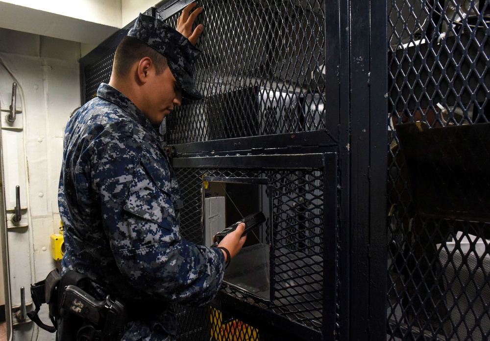 Sailor Exchanges Walkie Talkie