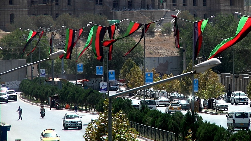 Flags flying over Kabul