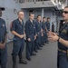 Chief Master of Arms Peter McDonald, from Hackettstown, New Jersey, instructs Sailors during a security training exercise on the Ticonderoga-class guided-missile cruiser USS Antietam (CG 54).