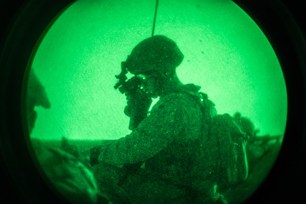 Nightfall Operations, SPMAGTF-CR-CC Marines Conduct a Partnered Night Patrol