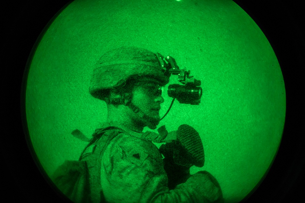 Nightfall Operations, SPMAGTF-CR-CC Marines Conduct a Partnered Night Patrol