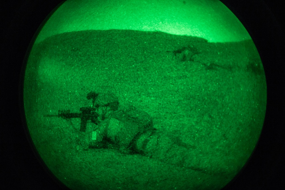 Nightfall Operations, SPMAGTF-CR-CC Marines Conduct a Partnered Night Patrol