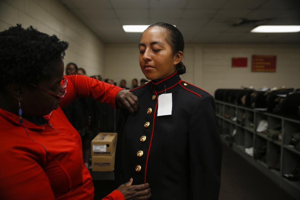 Papa Company Receives New Female Blue Dress Coat