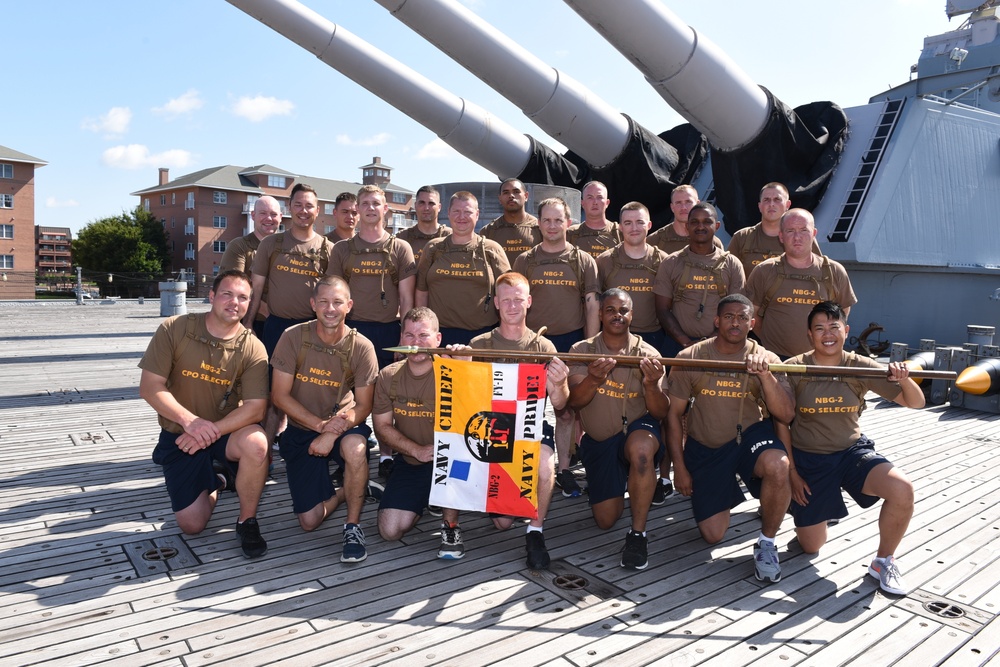 CPO Selectees from Naval Beach Group Two aboard the USS Wisconsin (BB-64)