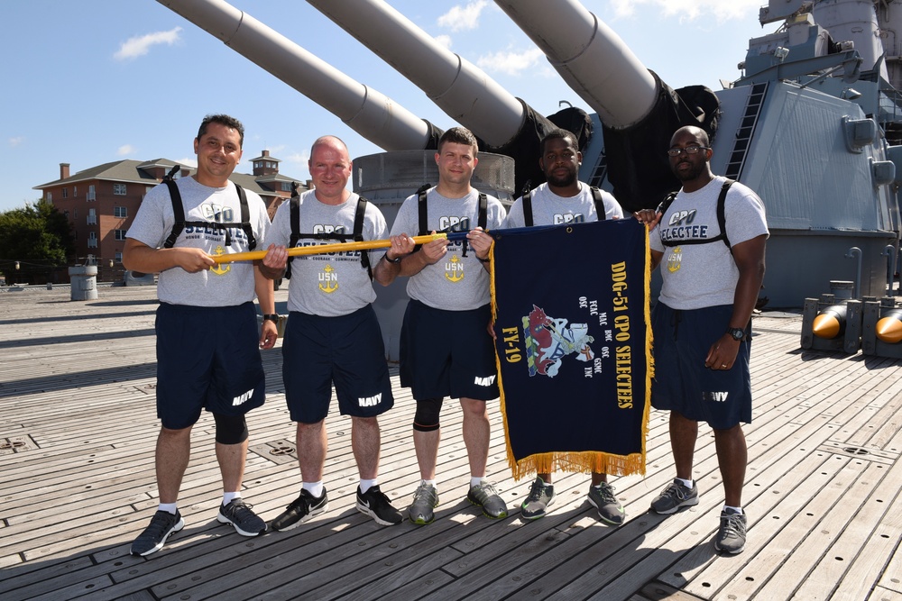 CPO Selectees from the USS Arleigh Burke (DDG-51) aboard the USS Wisconsin (BB-64)