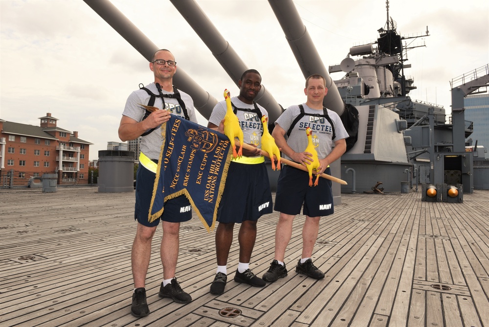 CPO Selectees from the USS Oak Hill (LSD-51) aboard the USS Wisconsin (BB-64)