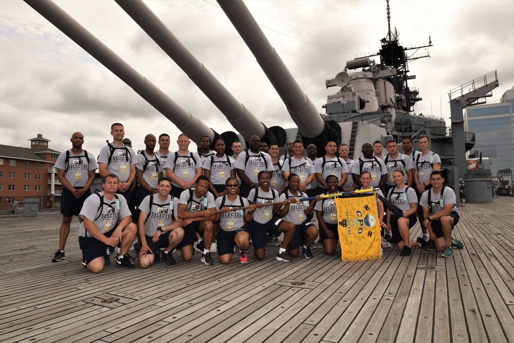 CPO Selectees from the USS Gerald R. Ford (CVN-78) aboard the USS Wisconsin (BB-64)