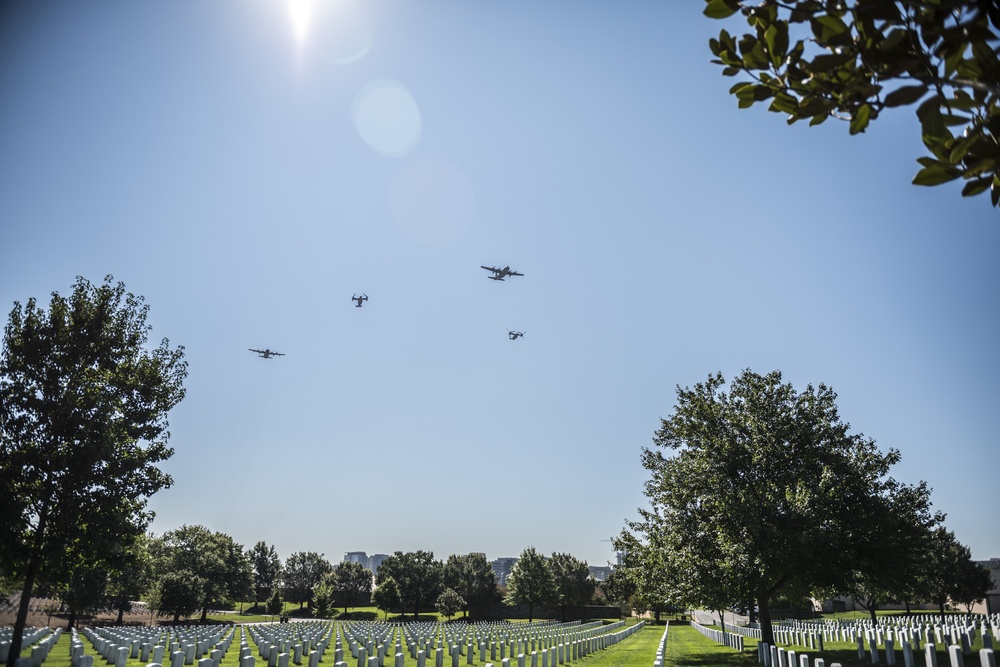 Missing Man Formation Flyover In Honor of Tech. Sgt. John Chapman