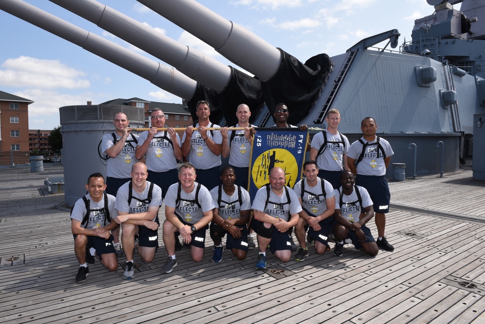 CPO Selectees from the USS George Washington (CVN-73) aboard the USS Wisconsin (BB-64)