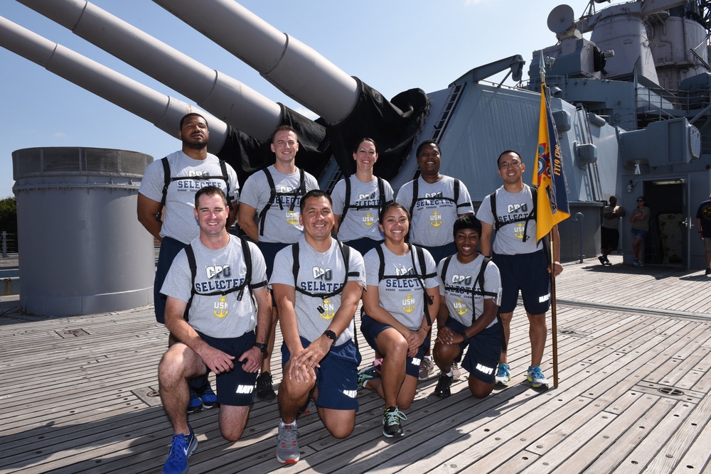 NAVMED Portsmouth CPO Selectees aboard the USS Wisconsin (BB-64)