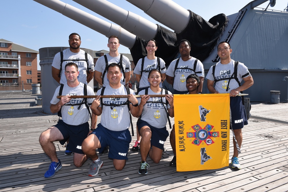 NAVMED Portsmouth CPO Selectees aboard the USS Wisconsin (BB-64)