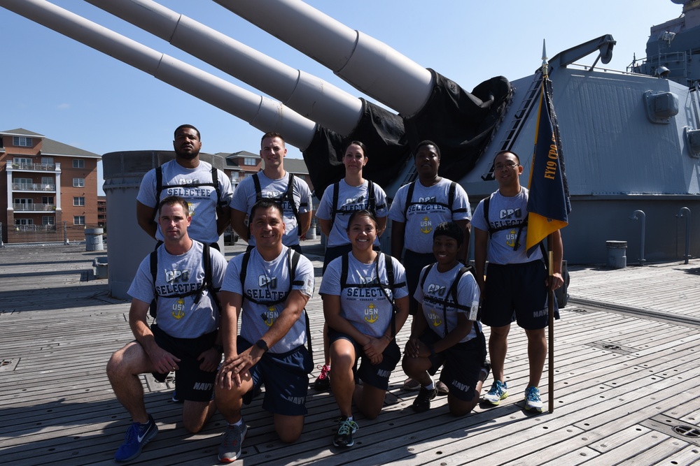 NAVMED Portsmouth CPO Selectees aboard the USS Wisconsin (BB-64)