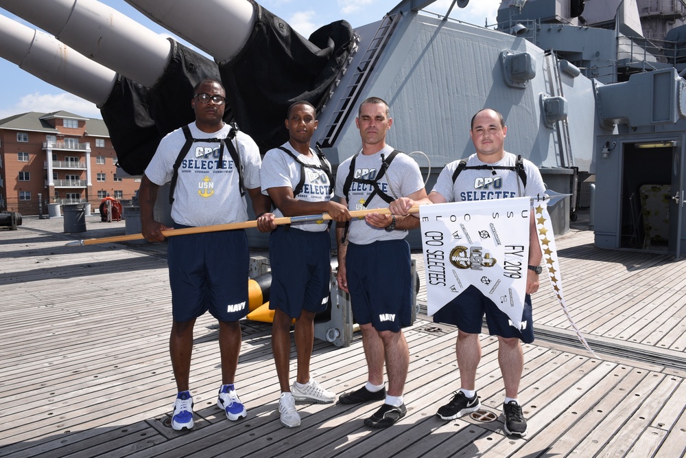 CPO Selectees from the USS Cole (DDG-67) aboard the USS Wisconsin (BB-64)