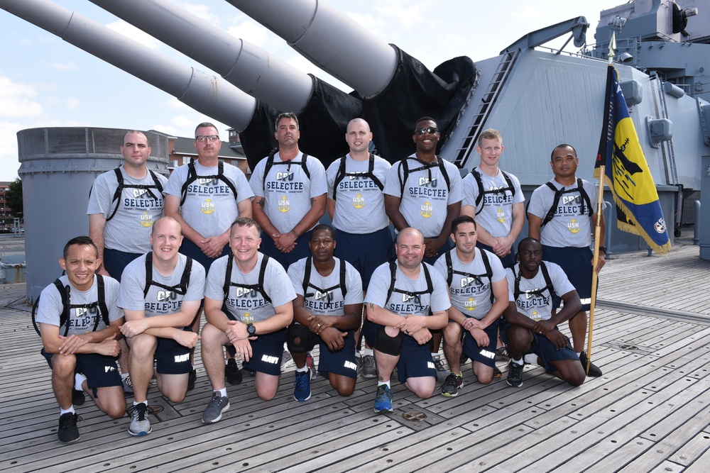 CPO Selectees from the USS George Washington (CVN-73) aboard the USS Wisconsin (BB-64)