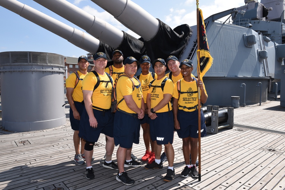 CPO Selectees from the USS Gravely (DDG-107) aboard the USS Wisconsin (BB-64)