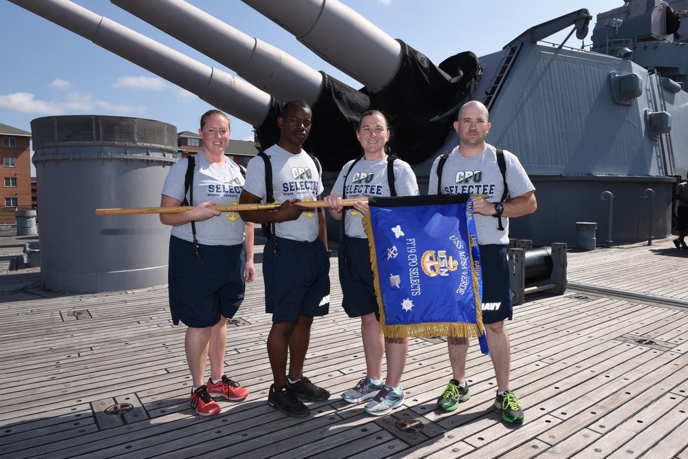 CPO Selectees from the USS Mesa Verde (LPD-19) aboard the USS Wisconsin (BB-64)