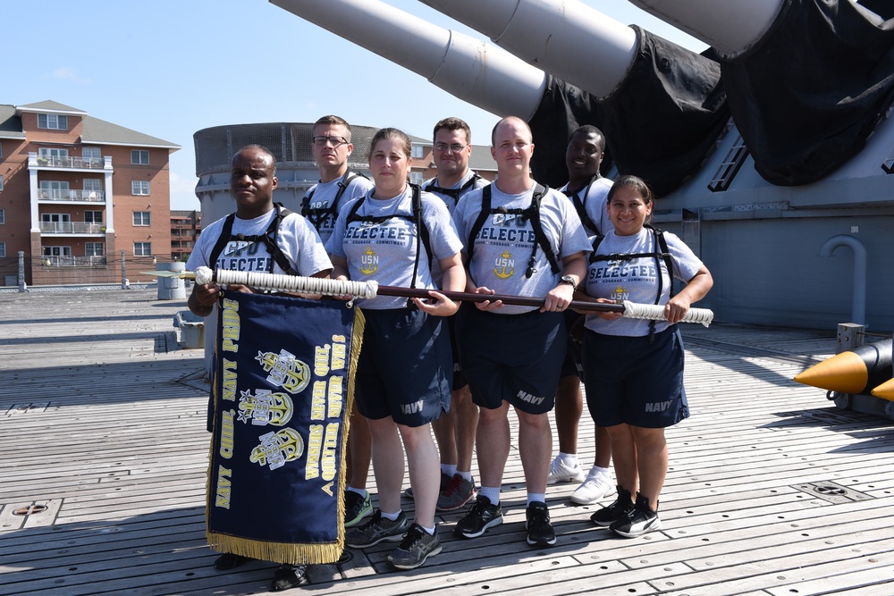 CPO Selectees from the USS Whidbey Island (LSD-41) aboard the USS Wisconsin (BB-64)