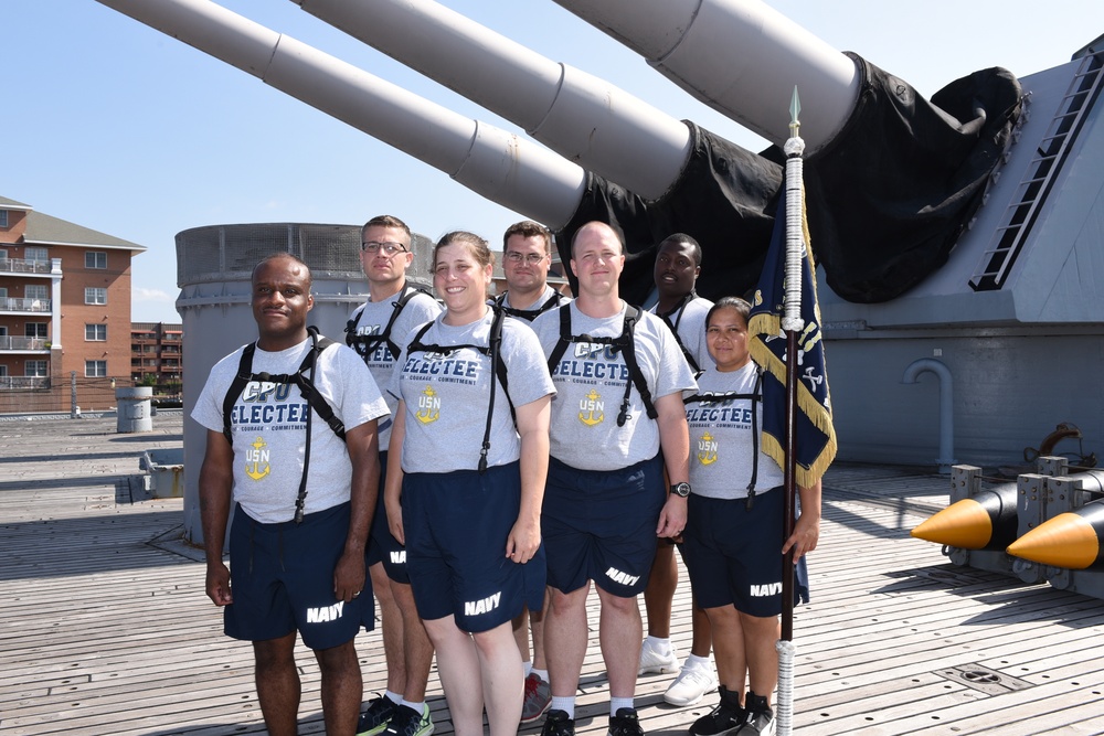 CPO Selectees from the USS Whidbey Island (LSD-41) aboard the USS Wisconsin (BB-64)