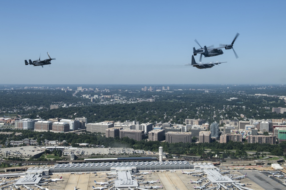 1st SOW aircraft perform Air Force Memorial Medal of Honor flyover