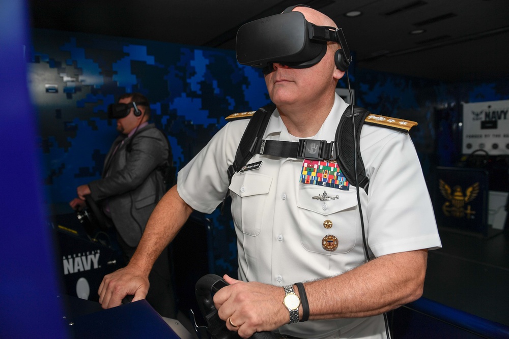 Rear Adm. Jabaley tries Navy VR experience