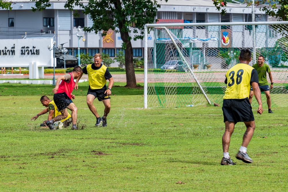 Soldiers from the U.S. Army, Army National Guard and Royal Thai Army enjoy sports day during Hanuman Guardian 2018