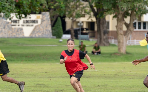 Soldiers from the U.S. Army, Army National Guard and Royal Thai Army enjoy sports day during Hanuman Guardian 2018