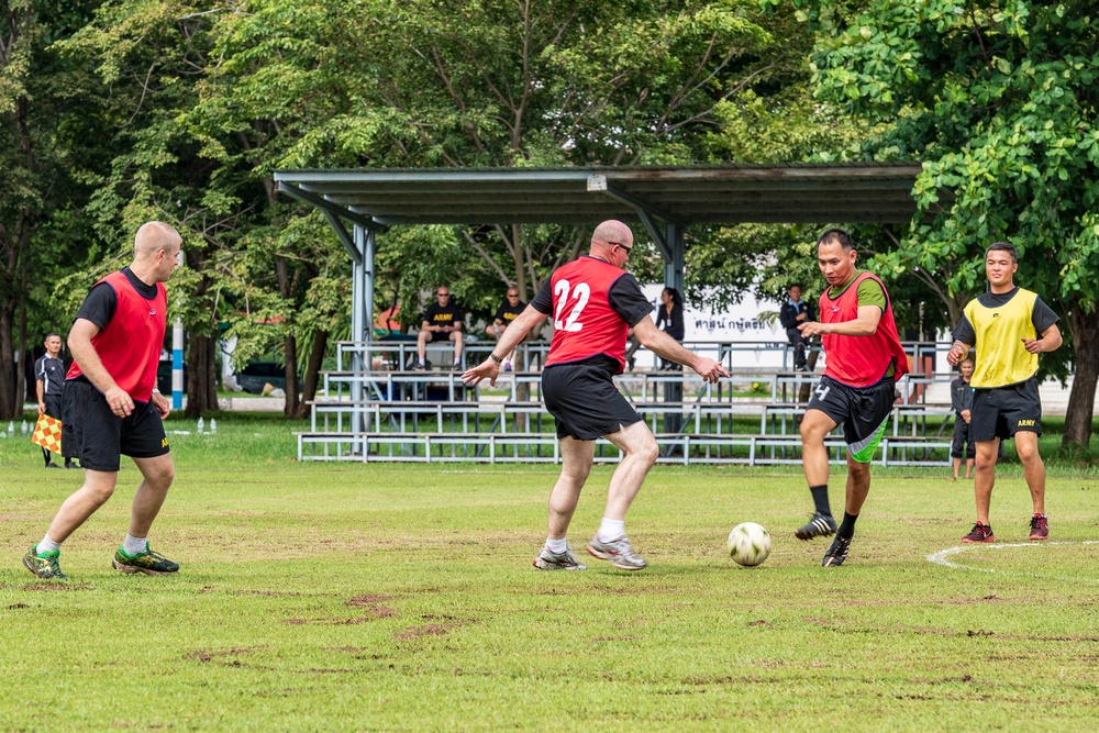 Soldiers from the U.S. Army, Army National Guard and Royal Thai Army enjoy sports day during Hanuman Guardian 2018