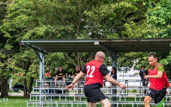 Soldiers from the U.S. Army, Army National Guard and Royal Thai Army enjoy sports day during Hanuman Guardian 2018