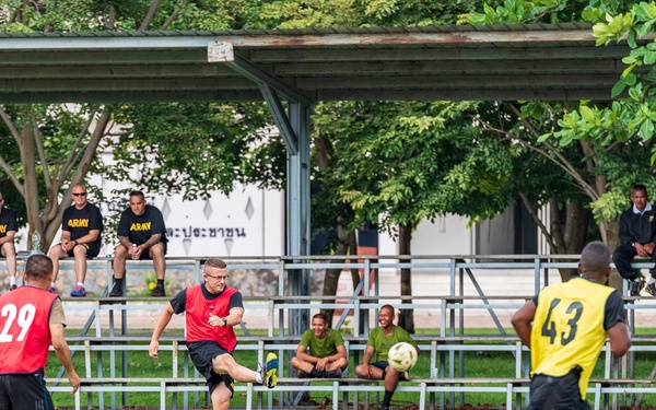 Soldiers from the U.S. Army, Army National Guard and Royal Thai Army enjoy sports day during Hanuman Guardian 2018