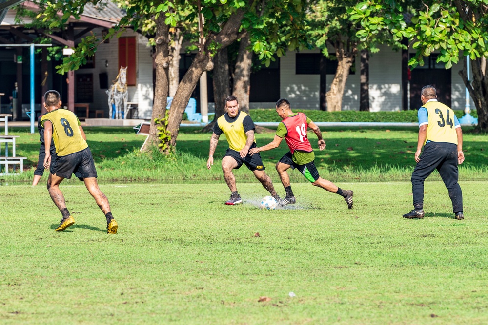 Soldiers from the U.S. Army, Army National Guard and Royal Thai Army enjoy sports day during Hanuman Guardian 2018