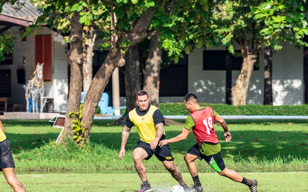 Soldiers from the U.S. Army, Army National Guard and Royal Thai Army enjoy sports day during Hanuman Guardian 2018