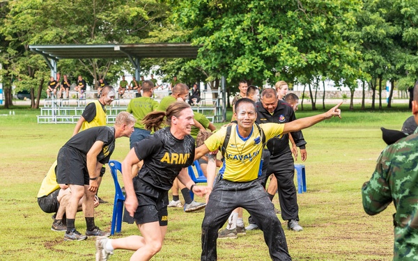 Soldiers from the U.S. Army, Army National Guard and Royal Thai Army enjoy sports day during Hanuman Guardian 2018
