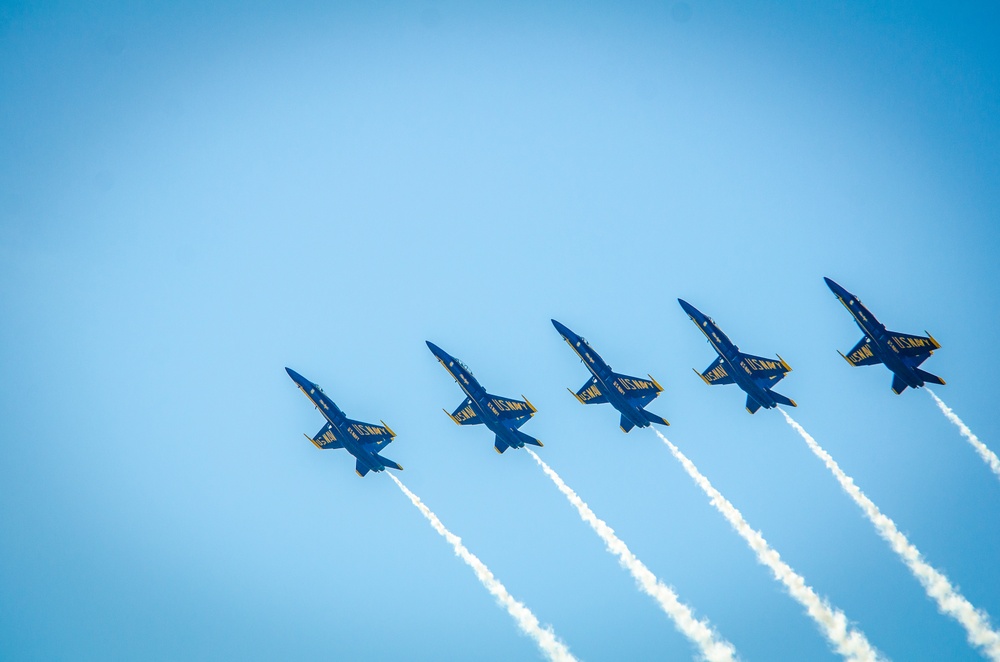 Navy Blue Angels fly over Sound of Speed