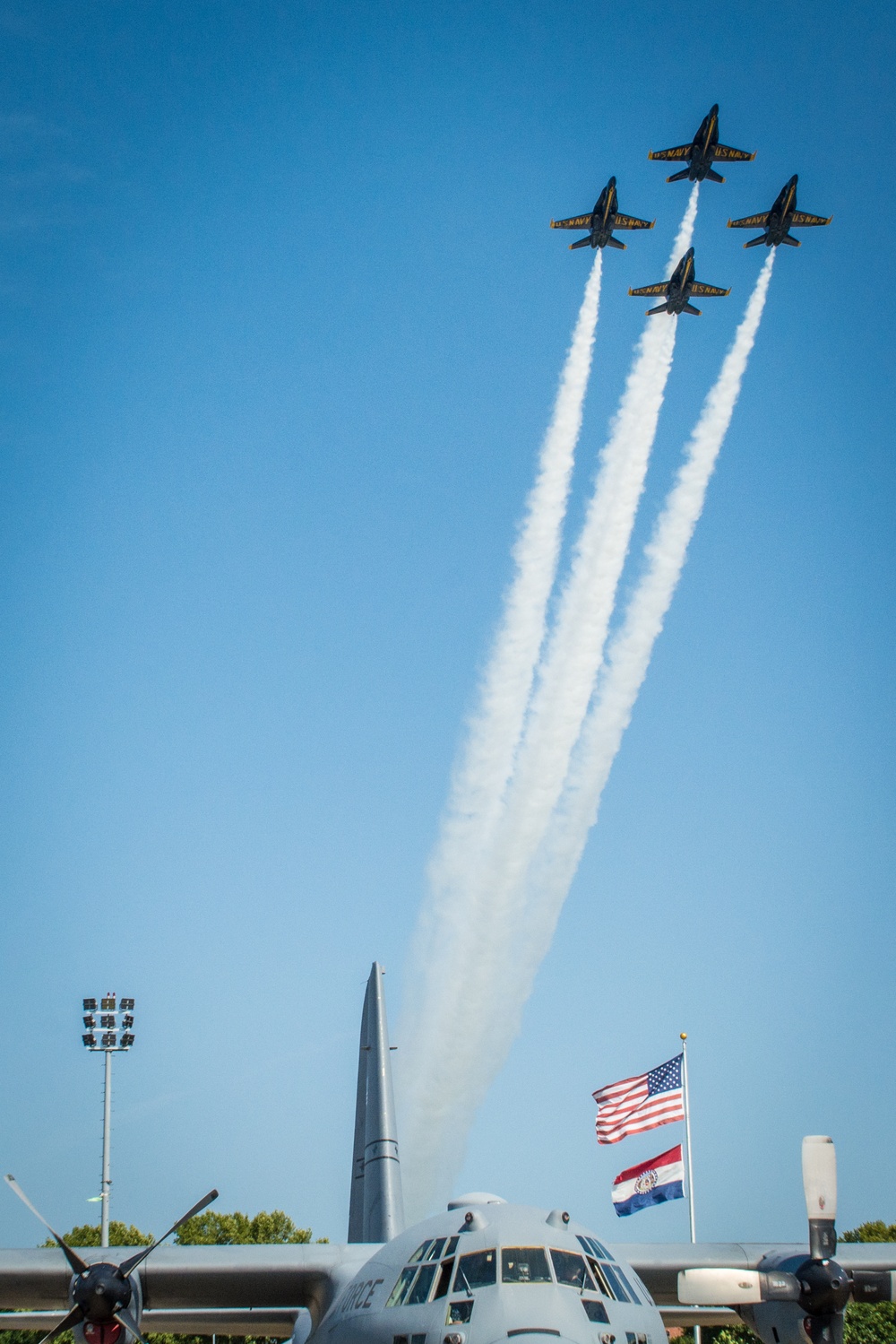 Navy Blue Angels fly over Sound of Speed