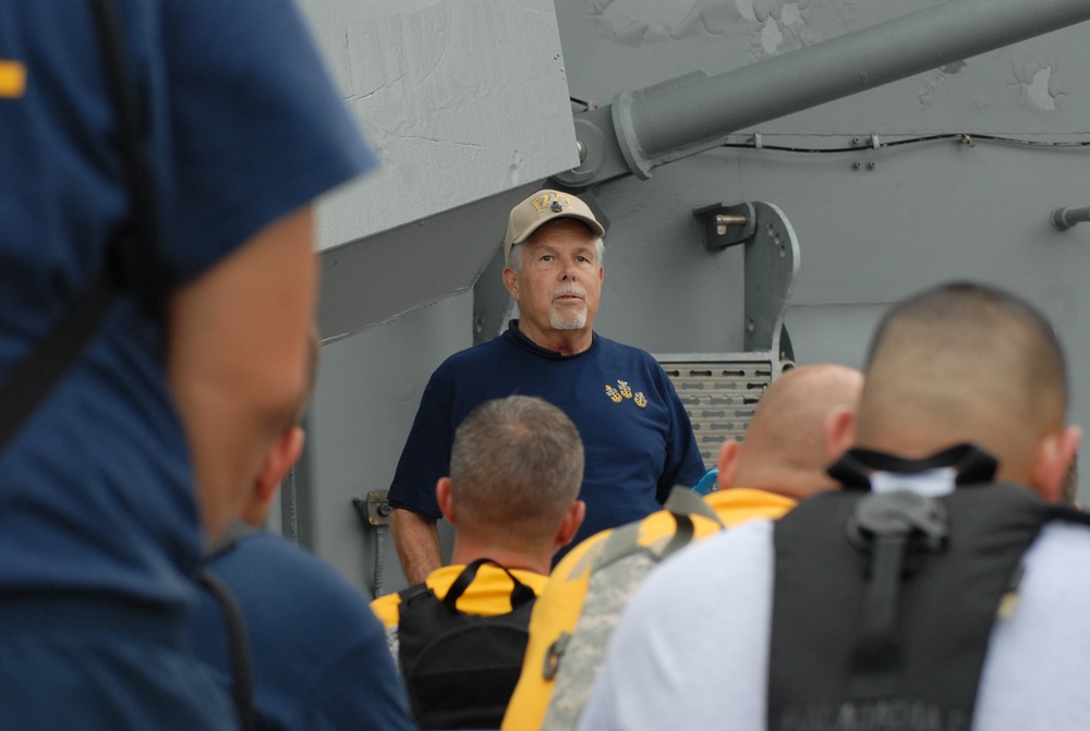 USS Pueblo (AGER-2) Veteran speaks to CPO Selectees aboard the USS Wisconsin (BB-64)