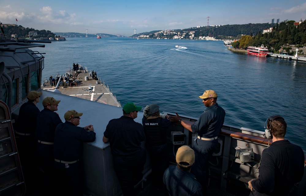 USS Carney Exits The Black Sea
