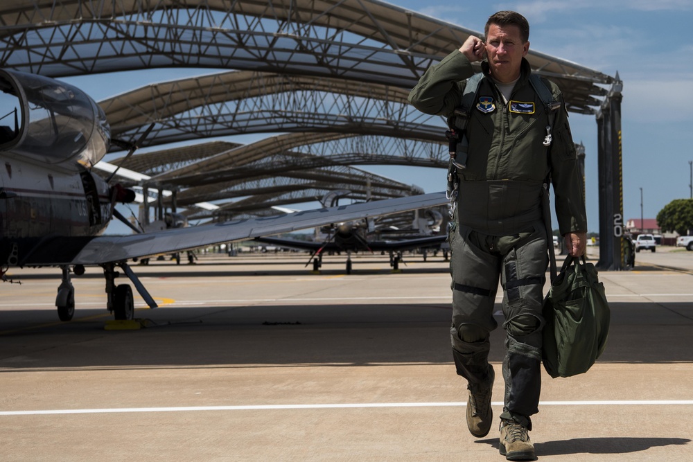 19th Air Force Commander takes to the skies