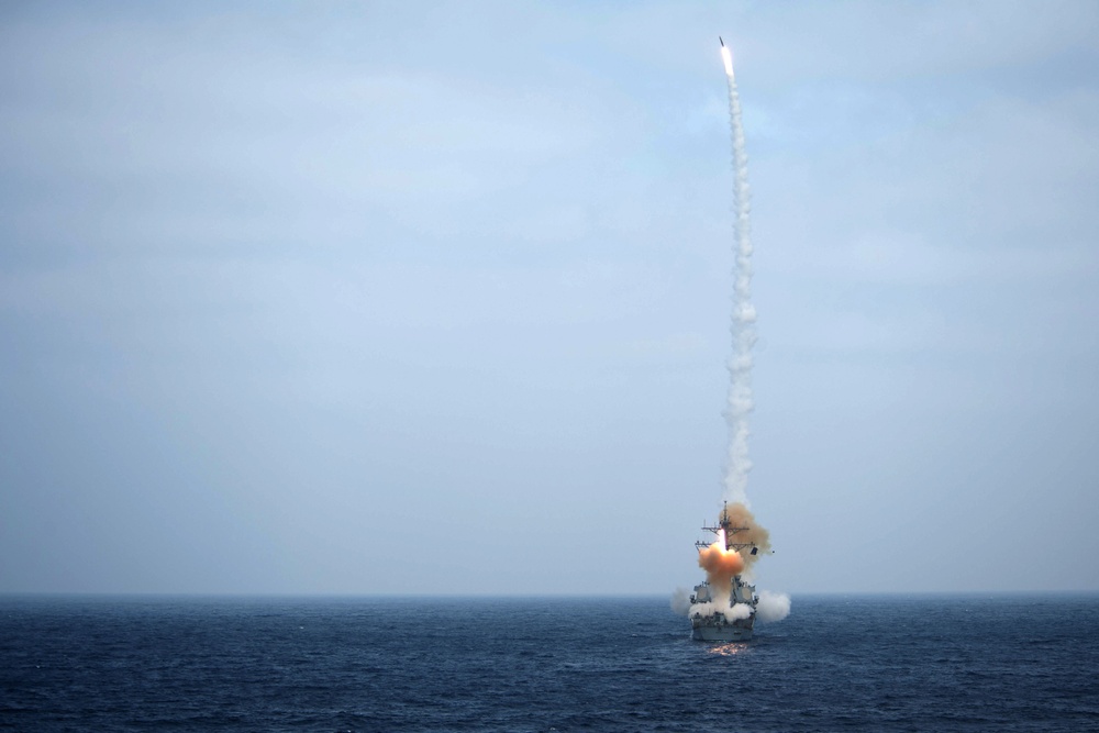 USS Decatur conducts a live-fire evolution