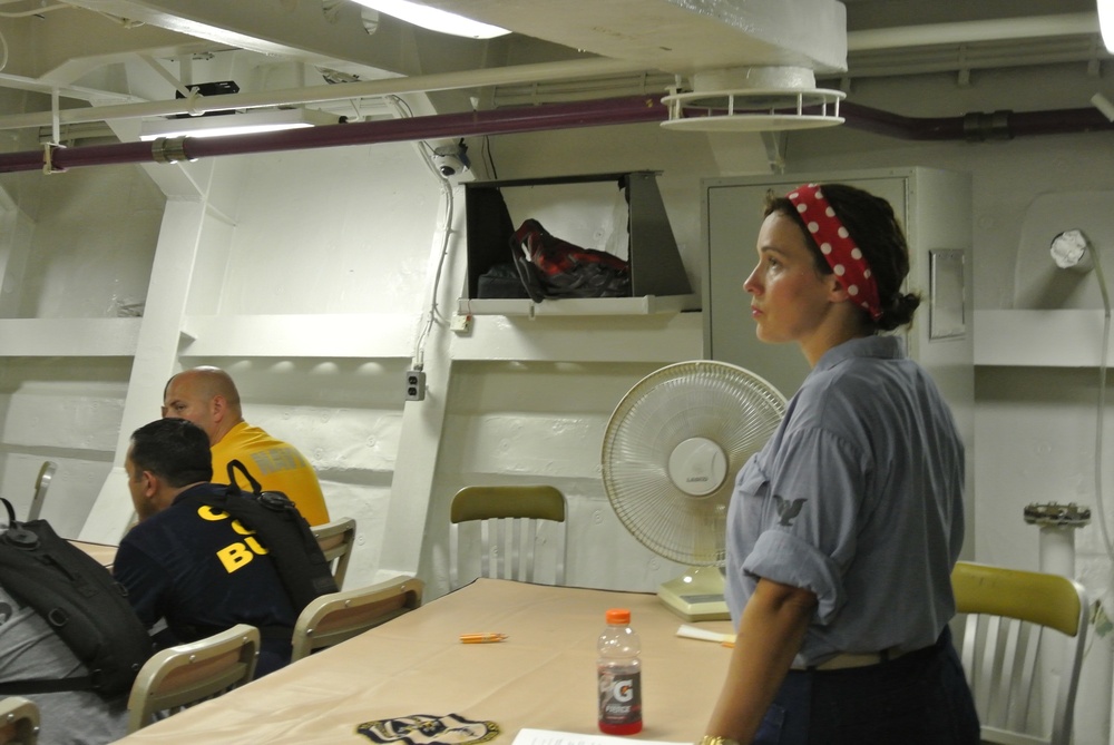 Chief's Mess aboard the USS Wisconsin (BB-64) hosts a historical presentation