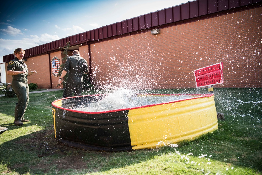 Solo pilot receives dunk tank tradition