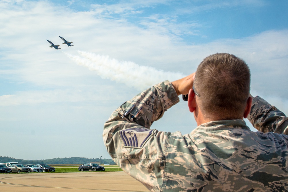 Navy Blue Angels fly over Sound of Speed