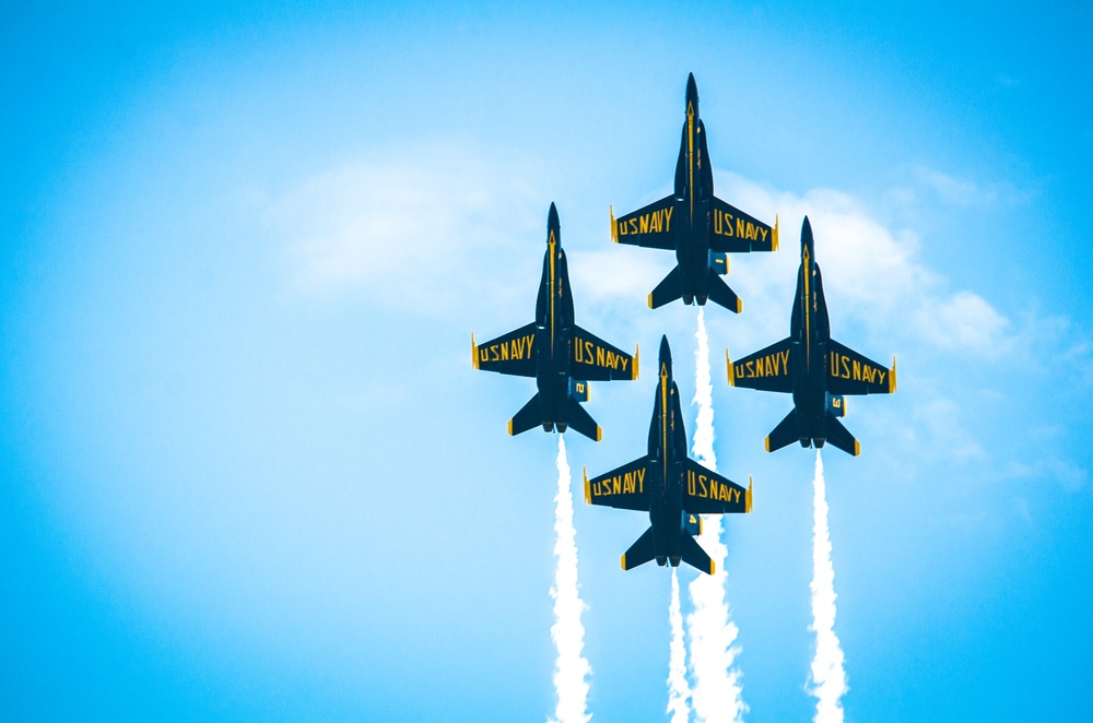 Navy Blue Angels fly over Sound of Speed