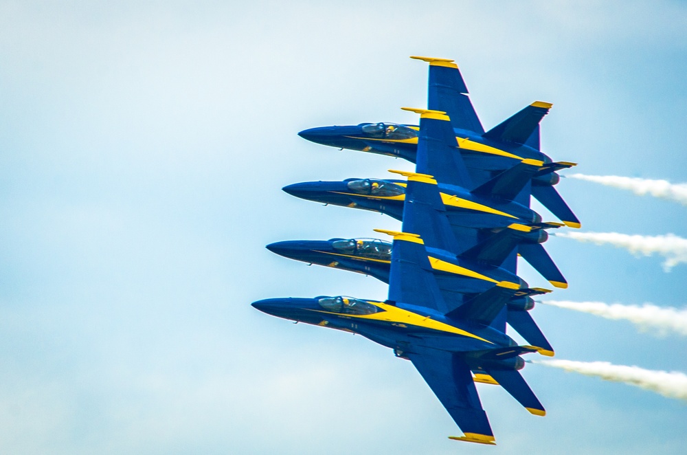 Navy Blue Angels fly over Sound of Speed